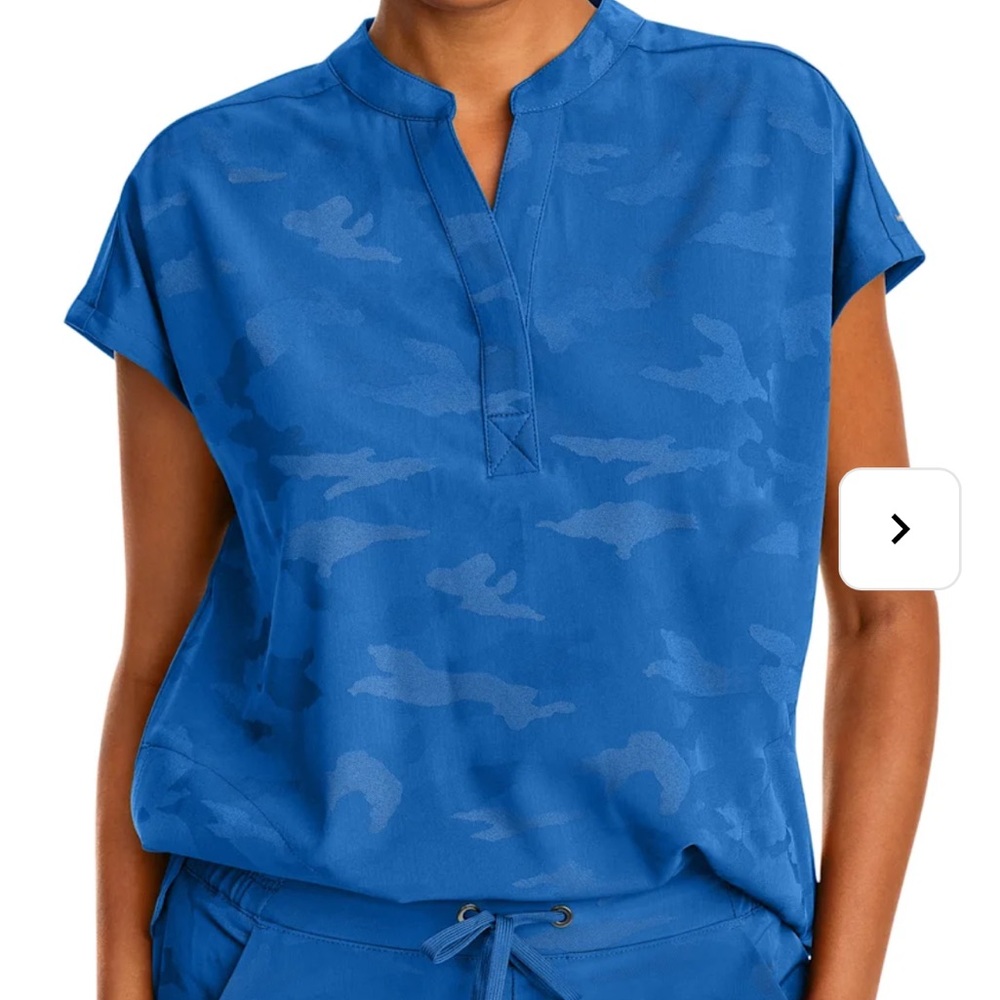 Royal blue scrub top mandarin